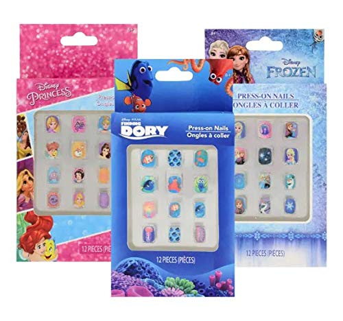 Fake Nails Press On Nails for Little Girls 3 Sets Princess Dress up Nail Stickers/Party Favors/Stocking Stuffers for Little Girls