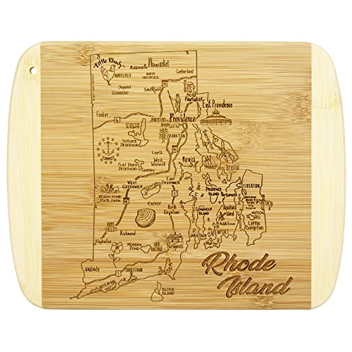Image of Totally Bamboo A Slice of Life Rhode Island Engraved Map Cutting Board