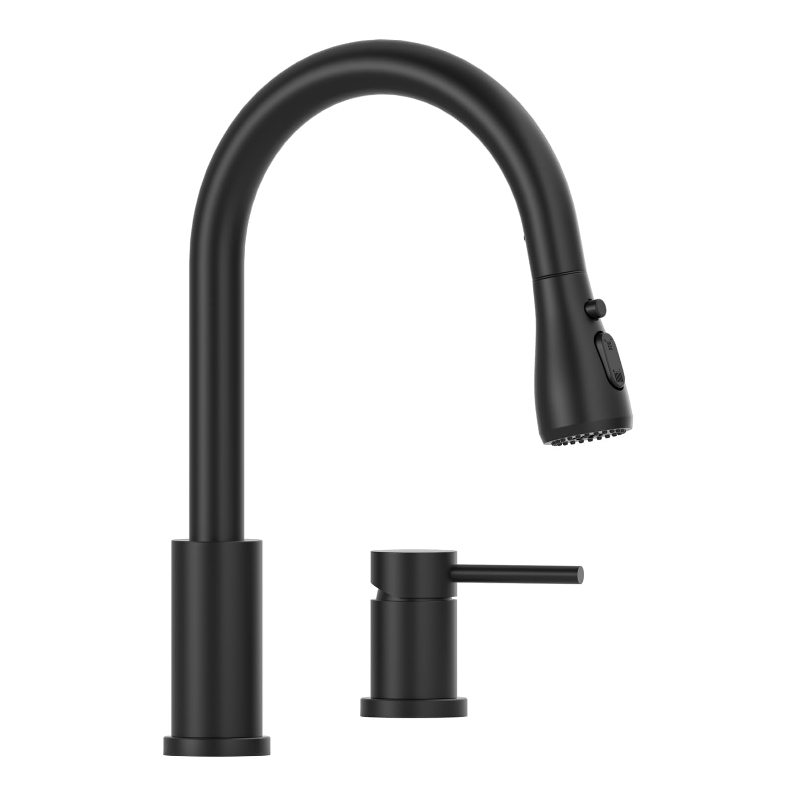 APPASO 2 Hole Kitchen Faucet, 3 Modes Matte Black Kitchen Faucet with Pull Down Sprayer, High Arch Kitchen Sink Faucet with Side Single Handle 2