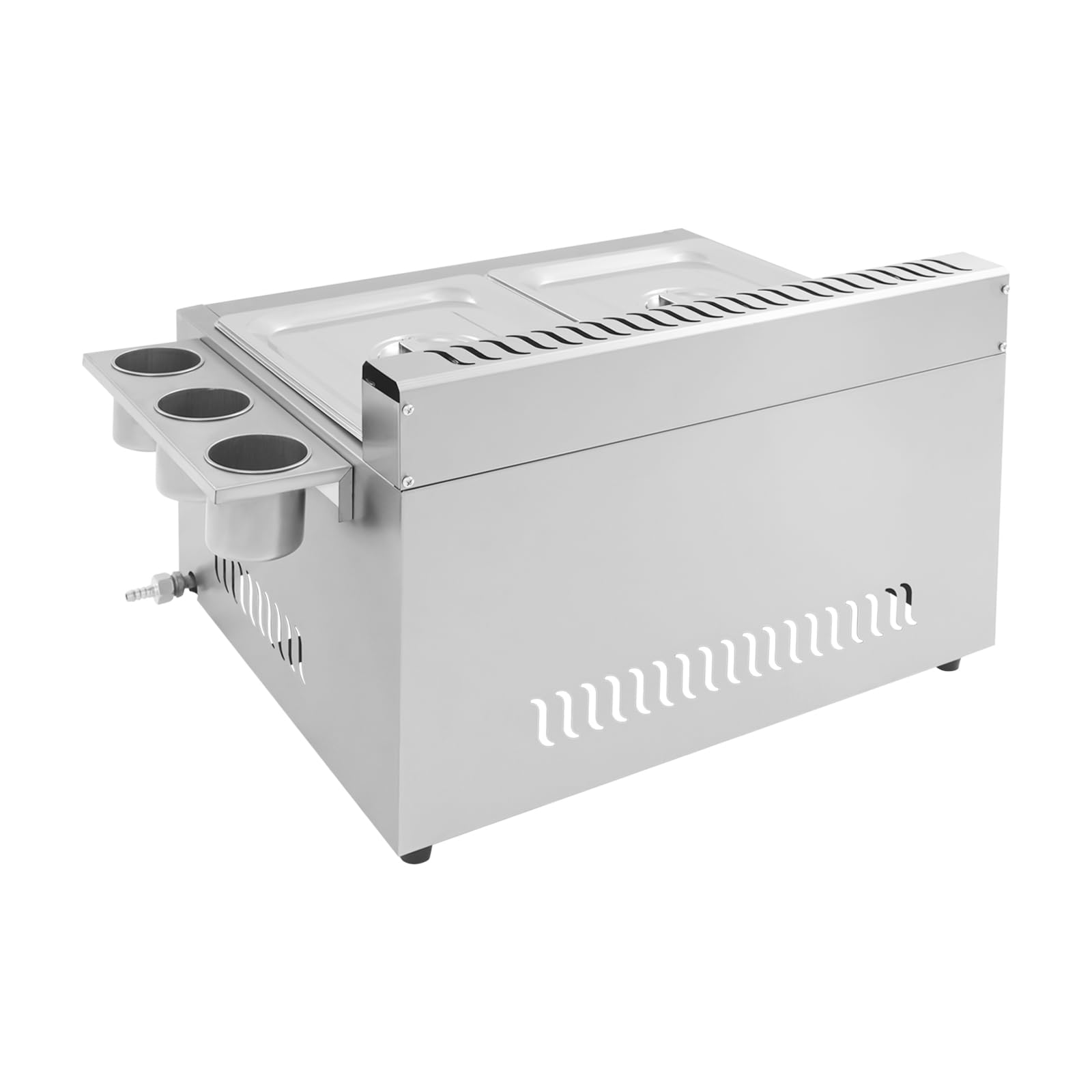 Friteuse à gaz commerciale, double réservoir 10 l + 10 l, en acier inoxydable, avec 2 paniers à friture et couvercle, température réglable, pour restaurants, bars à emporter, cuisine à domicile