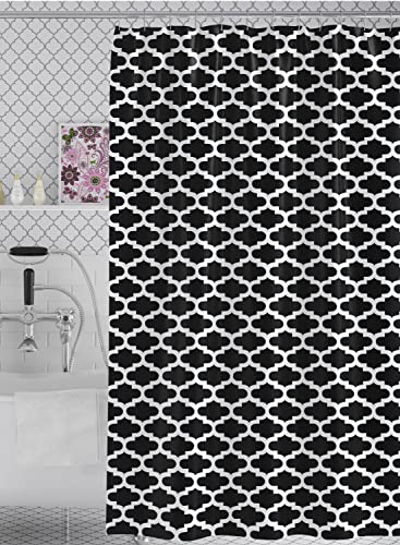 Todd Linens Moroccan Shower Curtain 100% Peva Bathroom Accessories 180 X 180 Cm Includes 12 X Curtain Hooks Eyelets Easy Installation (Black) #TOP10