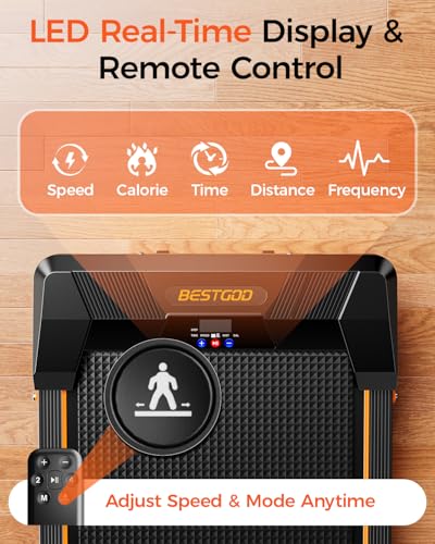 Image of Walking Pad Treadmill, BestGod Under Desk Treadmill 330lbs Capacity, Vibration Walking Pad with Incline, Portable Treadmills for Home, Compact Treadmills Walk Pad, Running Machine with Remote Control