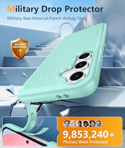 Image of FNTCASE for Samsung Galaxy S24-FE Case: Dual Layer Protective Heavy Duty Cell Phone Cover | Shockproof Rugged with Non-Slip Textured | Military Grade Drop Protection Bumper Tough (Mint Green)