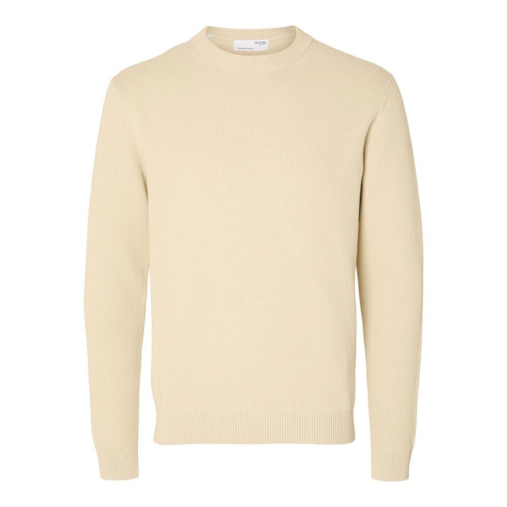 SELETED Homme SLHDANE LS Knit Structure Crew Neck Noos, Oatmeal, S
