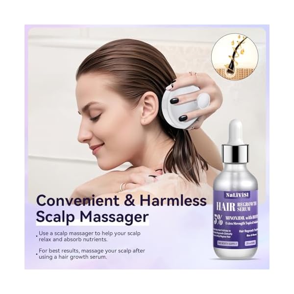 2 Pack 5% Minoxidil for Men Women Hair Growth Oil Regrowth Serum with Scalp Massager, Extra Strength Hair Loss Treatments Spray Foam, Beard Growth Kit - Hair Growth Products,