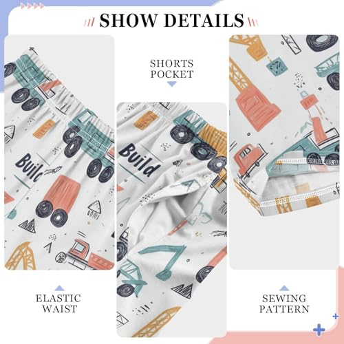 Pajama Pants Sleep Pants Soft Elastic Waist Pajama Lounge Pants Red Blue Construction Truck for 6-14 Years Old4