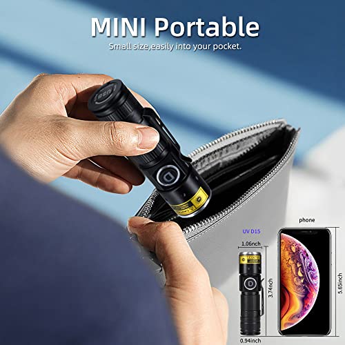 Darkdawn Uv 365Nm Black Light Flashlights Usb Rechargeable, Wood's Lamp Ultraviolet Led Portable Mini, Blacklight For Cat Urine Detection Dry Stains, Uranium Glass, Leak Detection, D15 365 Nm #TOP4