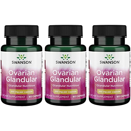 Swanson Ovarian Glandular Women's Hormone Ovarian Health Hormonal Balance Support Supplement 250 mg 60 Capsules (3 Pack)