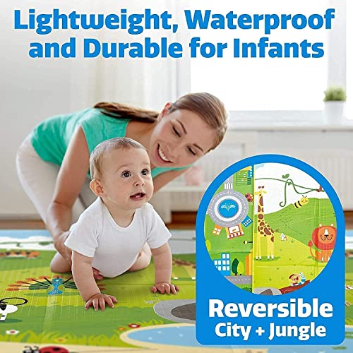 Image of Heavy Duty Double Sided Water Proof Baby Play Mat, Play mats for Kids, Large Size, Baby Carpet, Non-Slip (6 Feet X 4 Feet) (New Standard Green) (BEBY MAT Green)