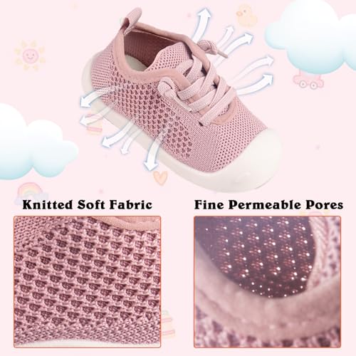 Baby Girl&Boy Toddler First Walking Shoes 6-12 Months Size 3 Black Barefoot Slip On Wide Toe Box Shoes Soft Footmates Casual Tennis Indoor Flexible Learning to Walk Rubber Sneakers4