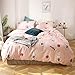 BuLuTu Kiss Love Print 3 Pieces Girls Bedding Duvet Cover Set Twin Cotton with Zipper Closure and Ties,Twin,68x86 in,No Comforter