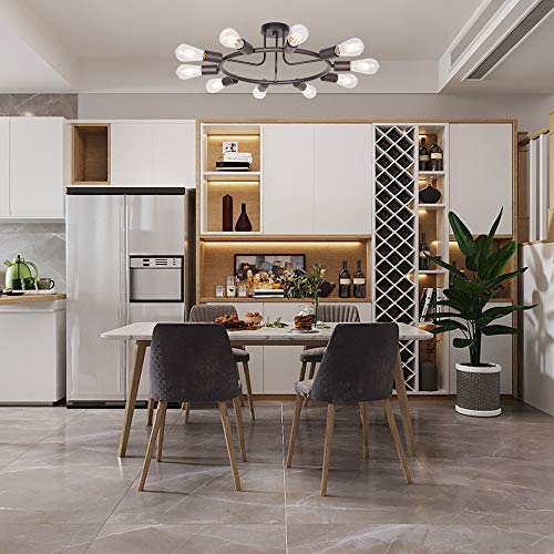 Bonlicht Modern Sputnik Chandelier Oil-Rubbed Bronze 10-Light Mid Century Semi Flush Mount Ceiling Light Fixture Retro Chandelier Lighting For Living Room Dining Room Bedroom #TOP4