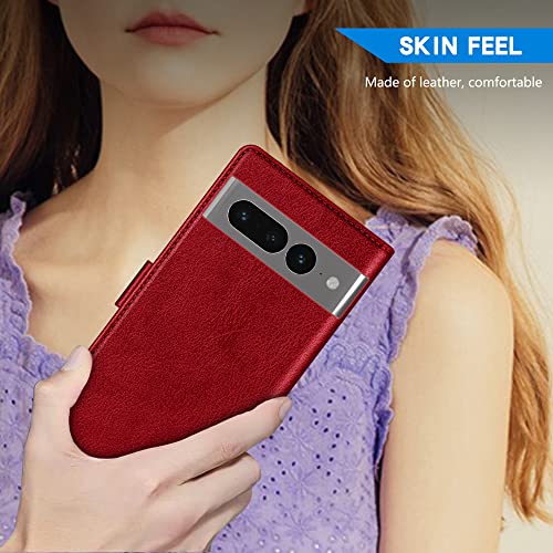 Image of ZZXX for Google Pixel 7 Pro Wallet Case Magnetic Closure 6.7 inch,Red