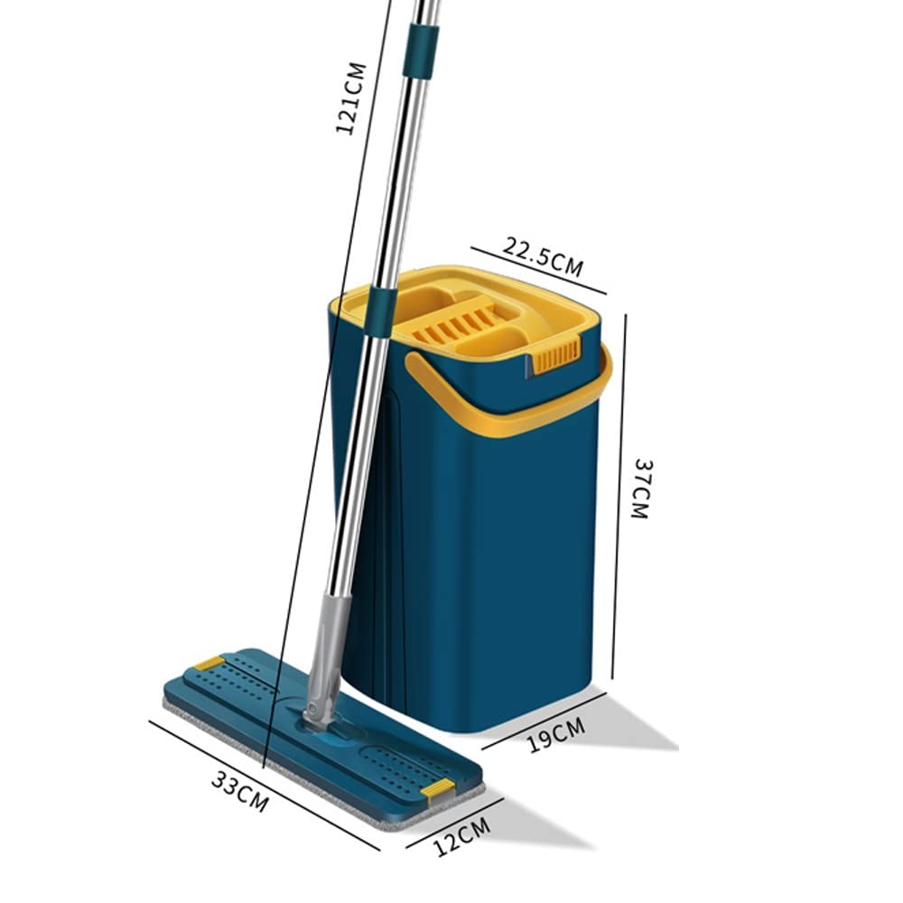 Bodenwischer Flache Flügelmopp mit Eimer 360 drehenden Handfreie Waschbodenreinigung Mop Mikrofaserkissen nass trocken Verbrauch Haupt Wischmopp (Color : C-Bucket Mop 6pcs Pads)