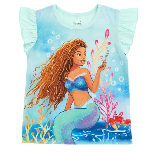 Disney Little Mermaid Ariel Toddler Girls T-Shirt and French Terry Shorts Outfit Set Blue 5T - image 3