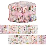 AHANDMAKER 40 Streifen Quiltstreifen Zum Basteln Und Nähen Blumenmuster Jelly Roll Stoffstreifen 2.56 Zoll Patchwork Quilting Streifen Für DIY Handwerk Wohnkultur