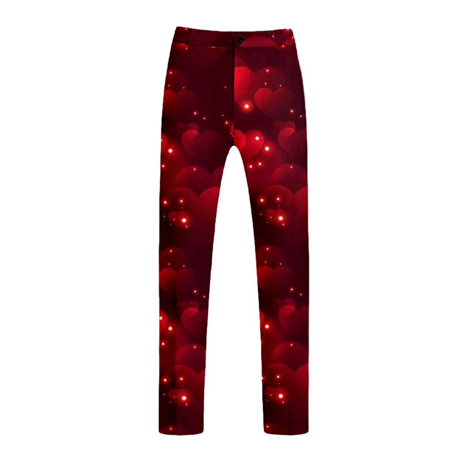 Herren-Valentinstag Anzug mit Herz-Print Drucken Anzüge Rot Smoking Herrenanzug Party Kostüm Herren Blazer für Männer Herz/Love Druck Blazer Elegante Slim Fit für Valentinstag Party Outfits