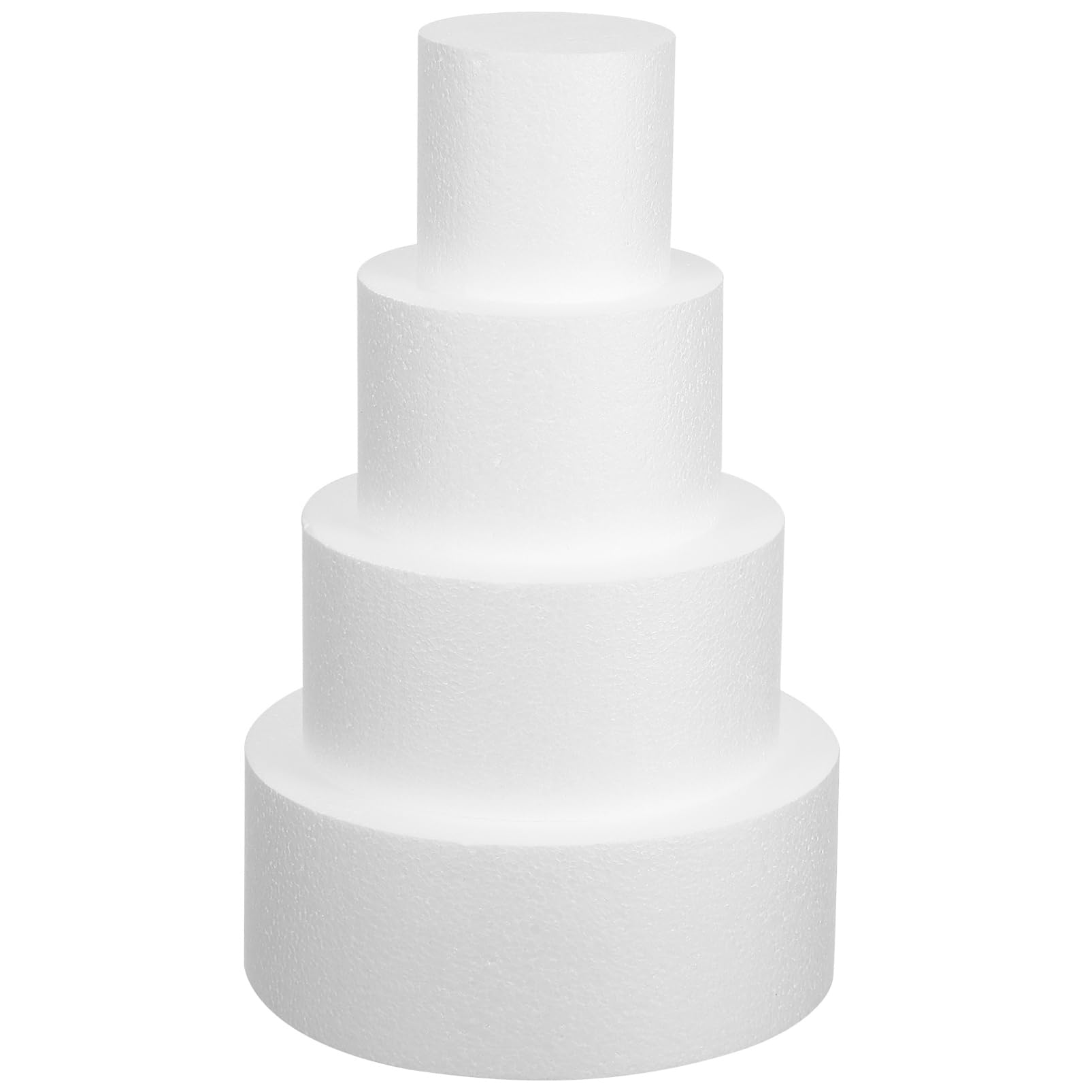 Alipis Set di 4 Manichini per Torte in Schiuma Torte Finte Rotonde, Diametri 10-25 Cm, Superficie Liscia per Decorazioni, Leggeri e Riutilizzabili, Modelli per Esposizioni e Allestimenti Nuziali