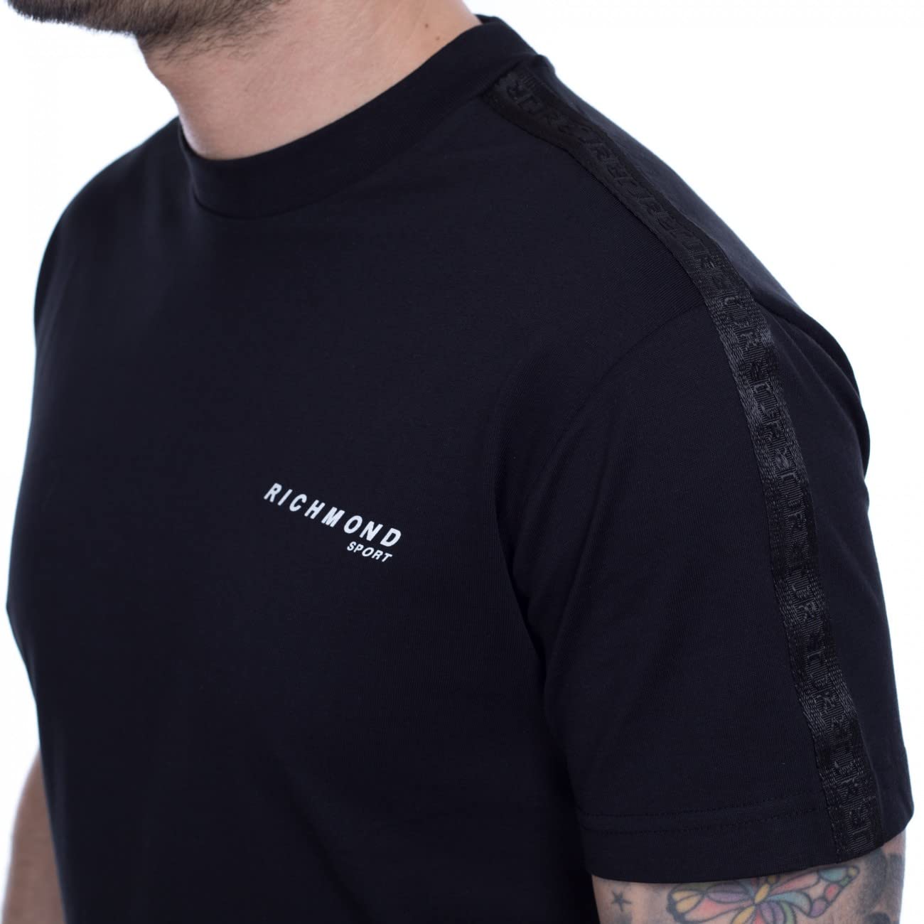 John Richmond T-Shirt Schwarz Bänder Logo, Schwarz , XXL