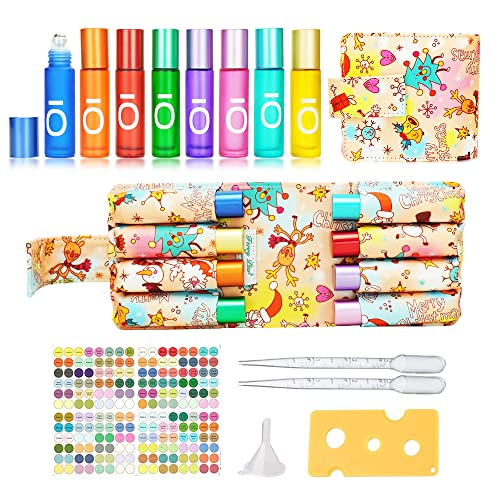 8 unidades de botellas de cristal para rellenar, con 1 bolsillo vacío de cristal de acero inoxidable, 10 ml, 8 Flasches Cover