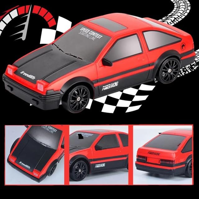 Image of Imports RC Drift Car 1 /24 2.4GHz 4WD Remote Control Sport Racing On-Road Vehicle with LED Light, Batteries and Drift Tires (Style 5)