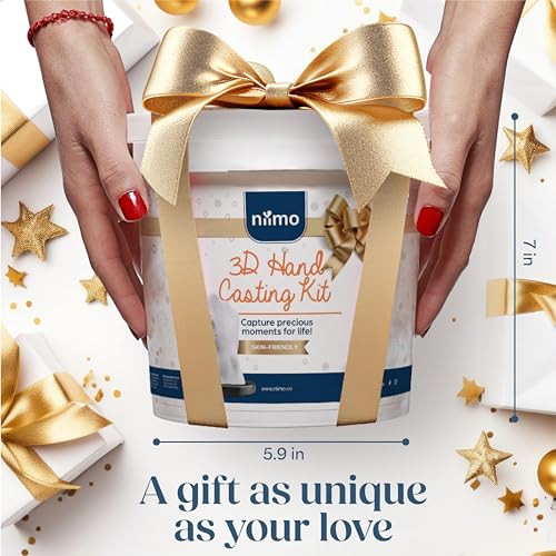Niimo® 3D Hand Casting Kit Gift Set - Fun & Skin-Safe Hand Moulding Kit Couple, Personalised Gifts for Her, Includes Paints, Brushes, Display Stand, Card & More