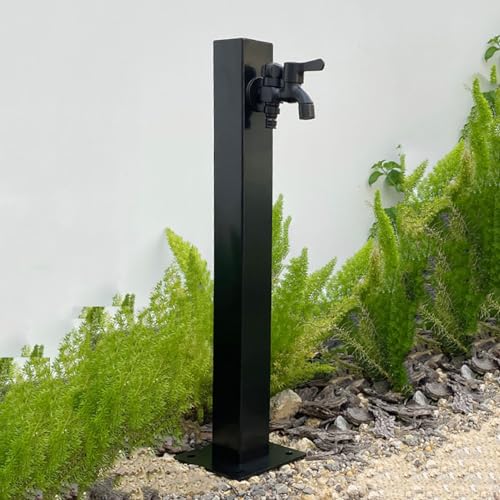 304 Stainless Steel Cylindrical Vertical Garden Water Column,Freestanding Hose Stand with Lock Faucet,Outdoor Antifreeze Faucet Water Dispenser Hydrant Water Feature Fountain, for Irrigation and Wa