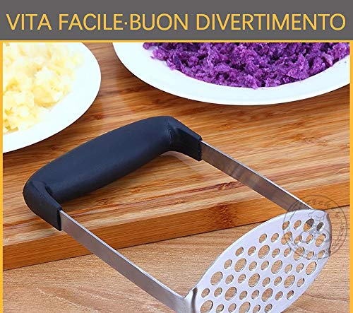 Starchef Stainless Steel Masher Ricer with Soft Handle,Fruit & Vegetable, Potato Ricer Masher(Black)