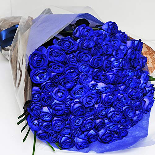 Amazon.co.jp: 花 プロポーズ 青いバラ100本の花束 ブルーローズ