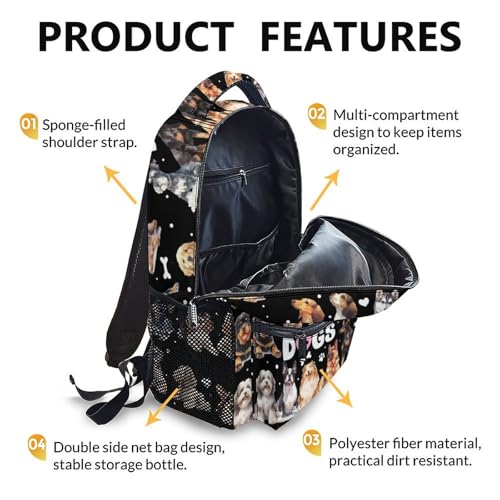Kids School Backpacks, Cute Dog Bookbag, 17 Inch Large Capacity Girls Boys Schoolbag for Gift, Casual Bookbag for Preschool Elementary Kindergarten School Travel3
