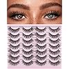 False Eyelashes 14mm Faux 3D Mink Lashes Natural Look Fluffy Cat Eye Wispy Lashes Pack by Kiromiro, 14 Pairs