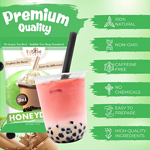 Fusion Select Authentic Lychee Bubble Tea Kit Extra Rich Bubble Tea Drink, Boba Tapioca Pearl, Straws, Popular Bubble Tea Flavors (Honeydew Kit)
