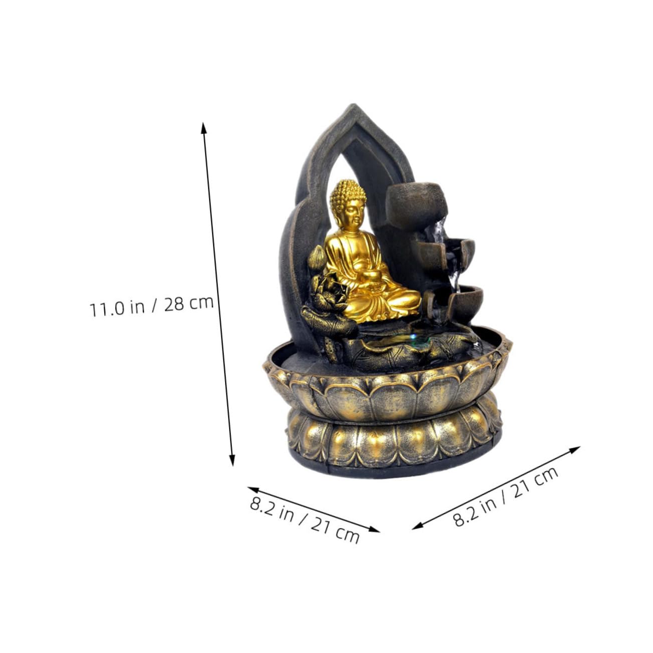 Ciieeo Buddha Tabletop Water Fountain with LED Light Indoor Decoration for Home and Office Chinese Resin Craft Waterfall Decor Peaceful Atmosphere Enhancer Present for Zen