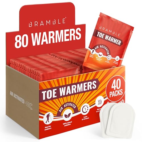 Bramble – Adhesive Toe Warmers (40 Pairs, 80 Total) – Ultra-Thin Stick-On Patches for Shoes and Boots – Air-Activated & Odour-Free – Up to 10 Hours of Heat