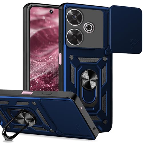 Image of AESTMO Tough Armor Redmi 13 5G / Poco M6 Plus 5G Bumper Back Case Cover | Ring Holder & Sliding Camera Shield Cover | 360 Degree Protection Back Case Cover for Redmi 13 5G / Poco M6 Plus 5G (Blue)