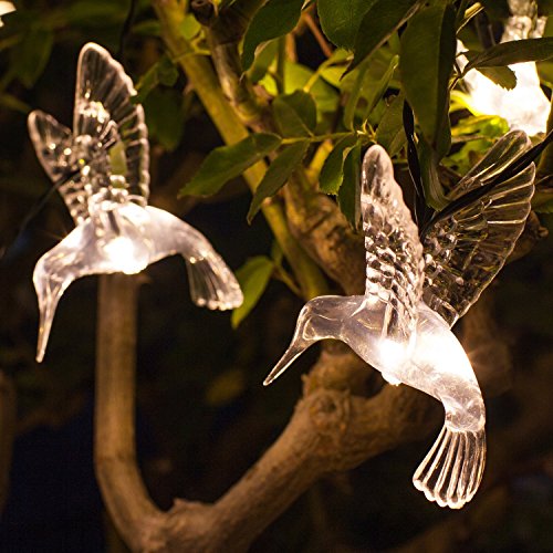 Preisvergleich Produktbild Lights4fun 10er LED Solar Lichterkette Kolibri warmweiß