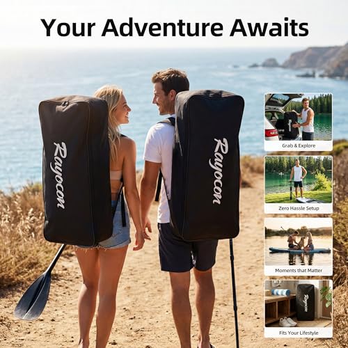 Image of Inflatable Stand Up Paddle Board 11'x34 inch Extra Wide SUP, Ultra-Stable for Adults & Dog, 450lbs, Dual Chamber Pump, Fiberglass Paddle, Military Grade Dual Layer