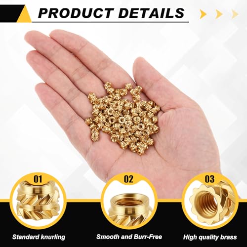 Image of Yaocom 500 Pcs M3 Threaded Inserts M3 x D5 x L4 Heat Set Inserts Brass 3D Printing Knurled Metric Nuts for Plastic, 3D Printing Components