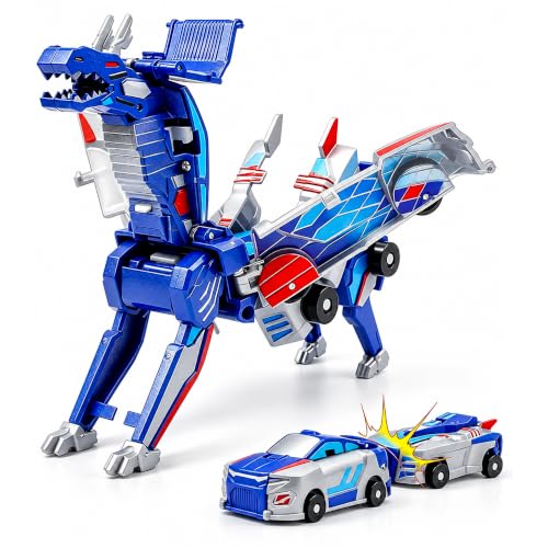 Image of Wembley 2-in-1 Dinosaur Transforming Car Set for Kids - Automatic Transforming Dino Robot Car, Toy for Boys & Girls Age 3+