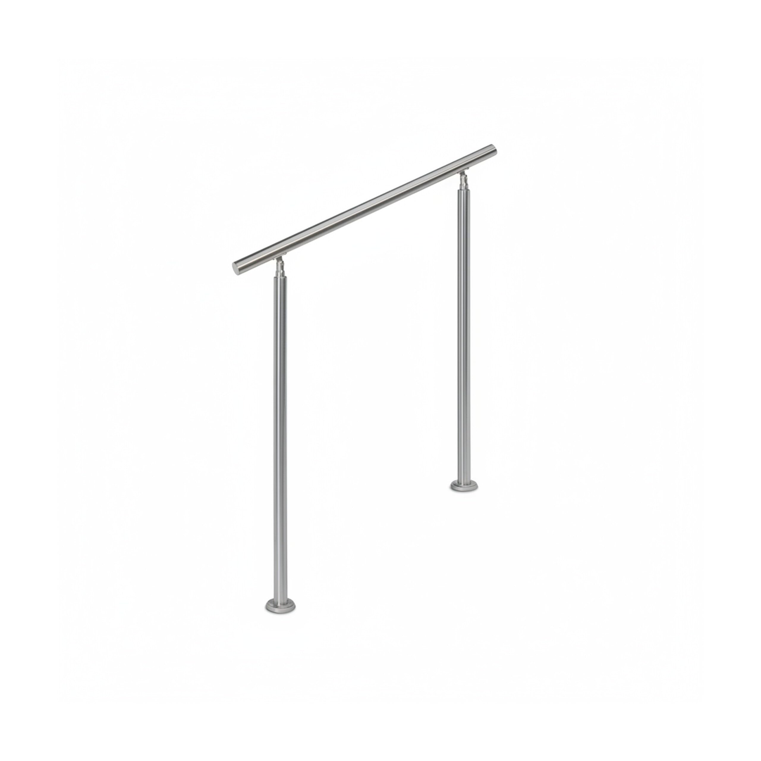 Relaxdays Treppengeländer Edelstahl Set, für Innen und Außen, Handlauf, 1,0 m lang, 2 Pfosten, ohne Querstreben, silber