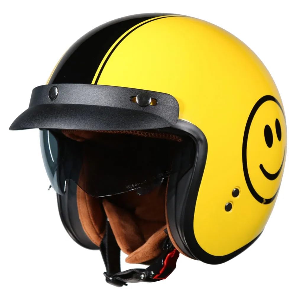 face to face Frank Thomas Open Face Motorcycle Helmet Smiley Face : Amazon.co