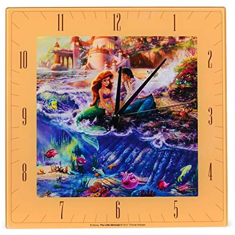 Little Mermaid Disney Kinkade Glass Square Wall Clock Cover