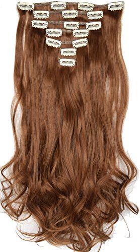 TOPREETY Wavy 20"130gr 7Pcs Full Head clip in hair extensions 16 clips (Copper red #27A)