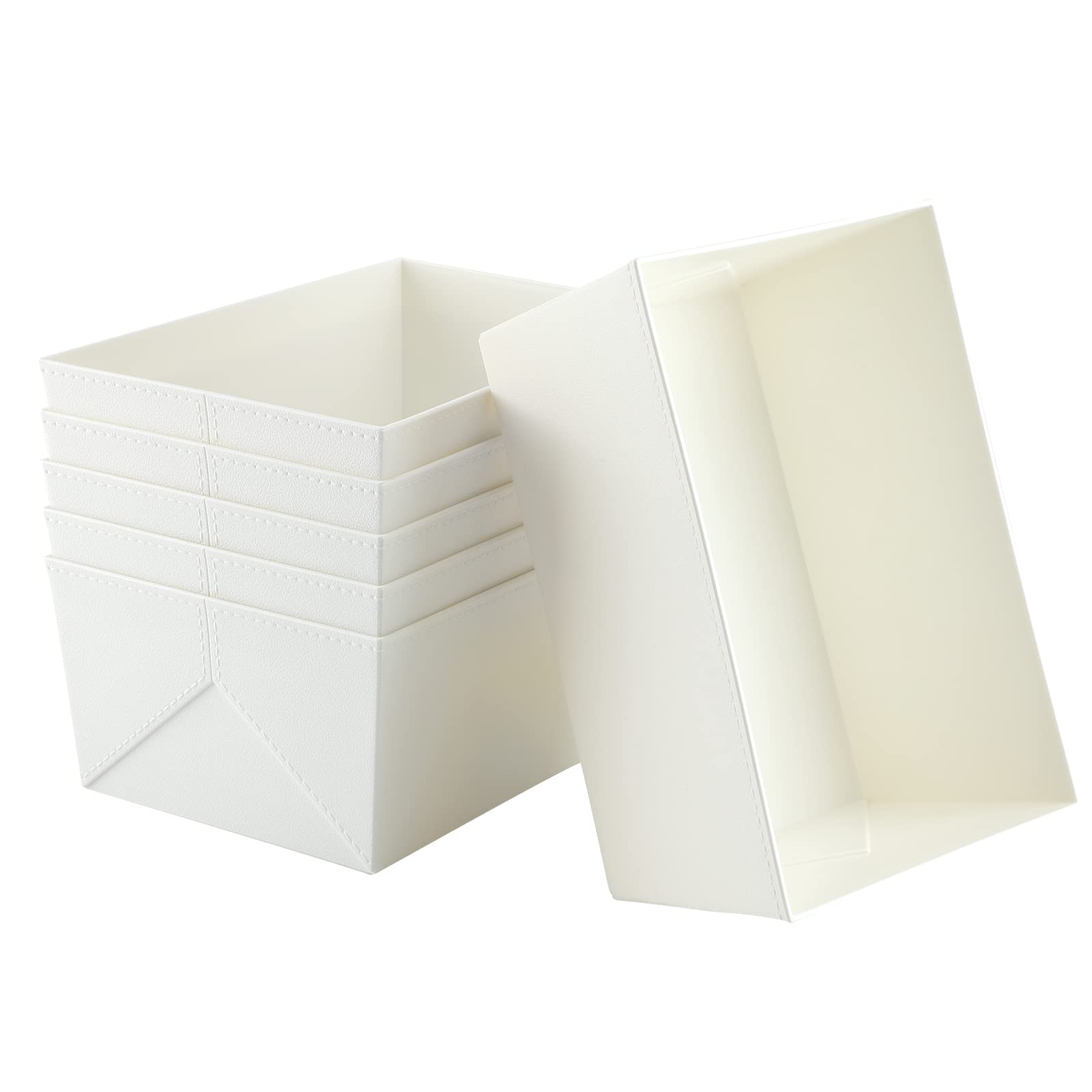 ARYEZIN Plastic Storage Baskets Storage Bin Organizing Container Storage Organizer Bins Baskets for Gift, Closet Organizers and Storage, 6 Pack, White