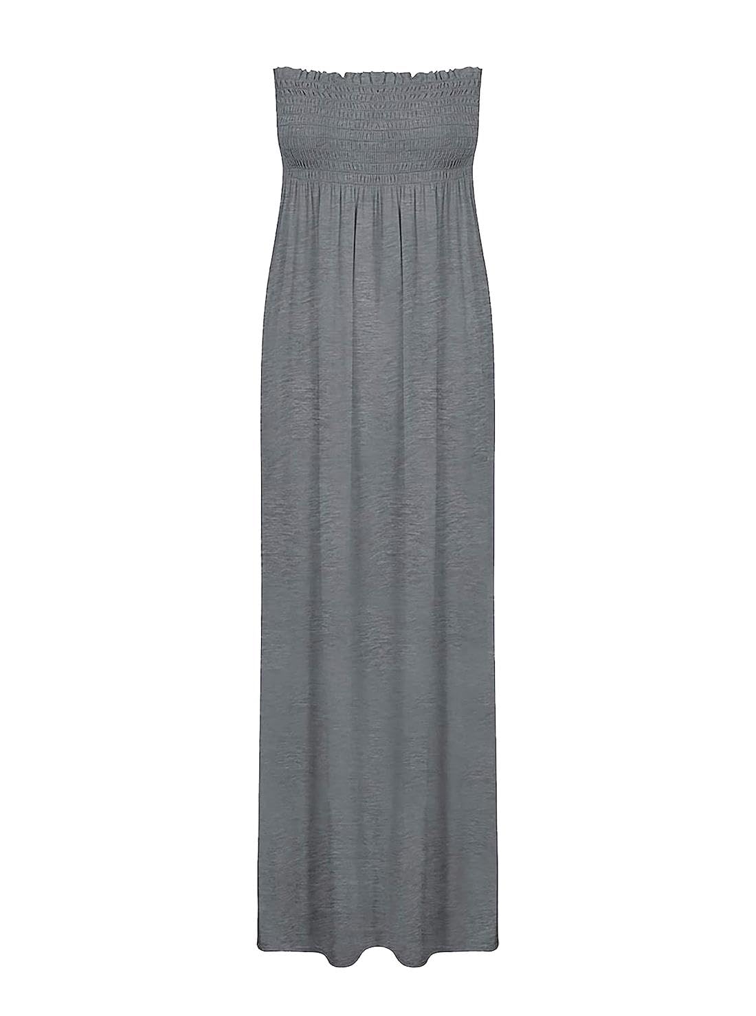 FASHION FAIRIES New Womens Sleeveless Boobtube Bandeau Maxi Ladies Sheering Long Dress Size16-22[Charcoal,20-22]