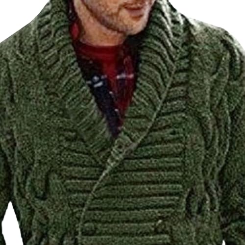 Mens Ribbed Shawl Collar Cardigan Casual Button Open Front Knitwear Chunky Fashion Buttons Twisted Cardigans3