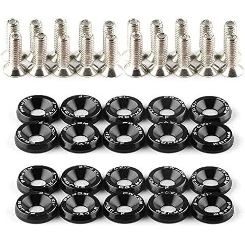 20Pcs/Set Bumper Fender Washers Engine Bay Dress Up Bolts Fasteners M6 JDM Fender Washer Kit-Black Cover