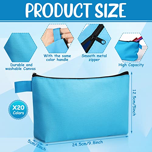 Reginary 40 Pcs Canvas Cosmetic Makeup Bags Bulk Portable Pencil Pouch with Zipper Travel Toiletry Organizer Colored Carrying Case, Operation Christmas Gifts Bulk Items(9.8 x 5 x 2 Inch)2