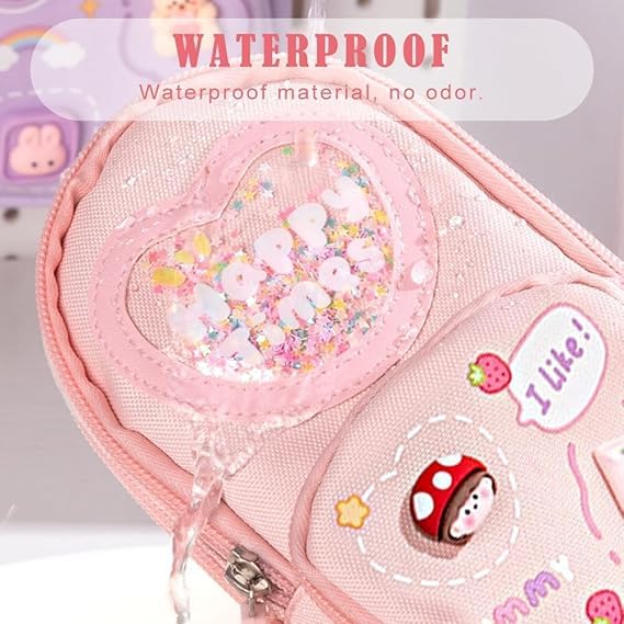 Image of eErlik Premium Pencil Case 6 Layer with 3 Compartment Cute Aesthetic Pencil Case for Girls Large Capacity Pencil Pouch Multifunctional Pouch for School Kids Cute Stationary Gift Pink