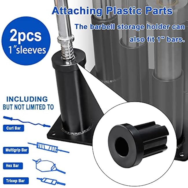 Eapele Barbell Storage Holder for 1 and 2 Olympic Bars EZ-Bars Trap Bars (5 Bars)